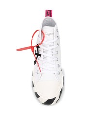 Baskets montantes en toile imprimées blanches et noires Off-White