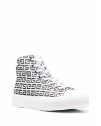 Baskets montantes en toile imprimées blanches et noires Givenchy