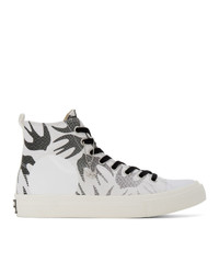 Baskets montantes en toile imprimées blanches et noires McQ Alexander McQueen