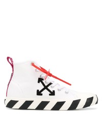 Baskets montantes en toile imprimées blanches et noires Off-White