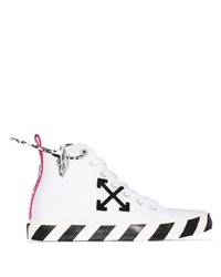 Baskets montantes en toile imprimées blanches et noires Off-White