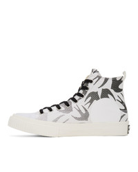 Baskets montantes en toile imprimées blanches et noires McQ Alexander McQueen