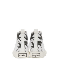 Baskets montantes en toile imprimées blanches et noires McQ Alexander McQueen