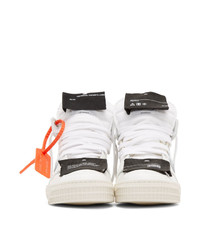 Baskets montantes en toile imprimées blanches et noires Off-White