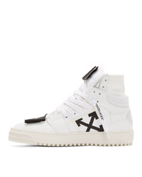 Baskets montantes en toile imprimées blanches et noires Off-White