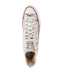 Baskets montantes en toile imprimées blanches Converse