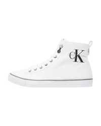 Baskets montantes en toile imprimées blanches Calvin Klein