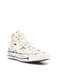 Baskets montantes en toile imprimées blanches Converse