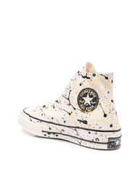 Baskets montantes en toile imprimées blanches Converse