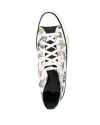 Baskets montantes en toile imprimées blanches Converse