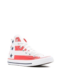 Baskets montantes en toile imprimées blanches Converse