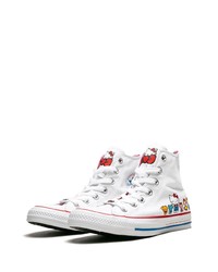 Baskets montantes en toile imprimées blanches Converse