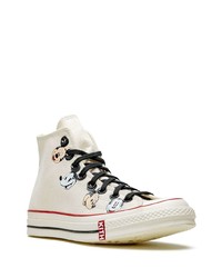 Baskets montantes en toile imprimées blanches Converse