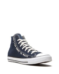 Baskets montantes en toile imprimées bleu marine Converse