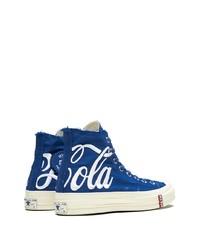 Baskets montantes en toile imprimées bleues Converse