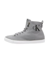 Baskets montantes en toile imprimées grises Calvin Klein
