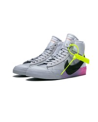 Baskets montantes en toile imprimées grises Nike X Off-White