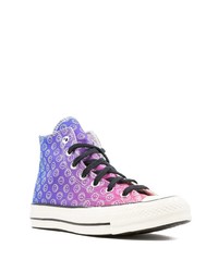 Baskets montantes en toile imprimées multicolores Converse