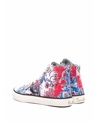 Baskets montantes en toile imprimées multicolores Paul Smith