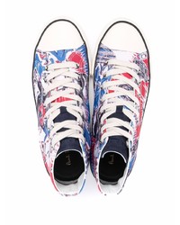 Baskets montantes en toile imprimées multicolores Paul Smith