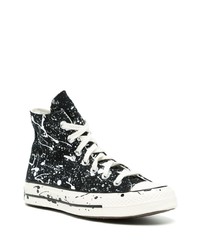 Baskets montantes en toile imprimées noires et blanches Converse