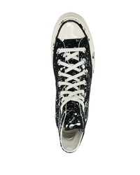 Baskets montantes en toile imprimées noires et blanches Converse