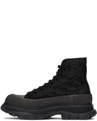 Baskets montantes en toile imprimées noires Alexander McQueen