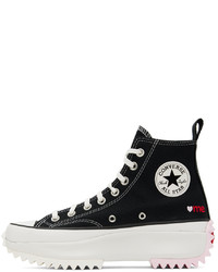 Baskets montantes en toile imprimées noires Converse