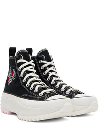 Baskets montantes en toile imprimées noires Converse