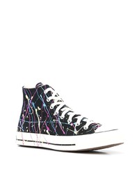 Baskets montantes en toile imprimées noires Converse