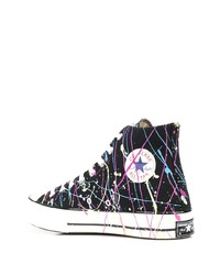 Baskets montantes en toile imprimées noires Converse