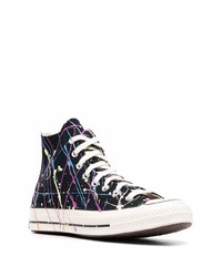 Baskets montantes en toile imprimées noires Converse