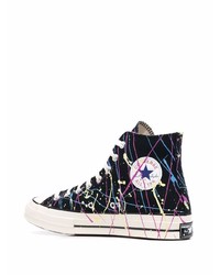 Baskets montantes en toile imprimées noires Converse