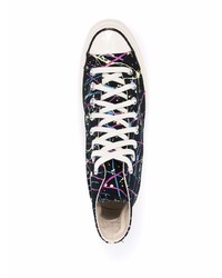 Baskets montantes en toile imprimées noires Converse