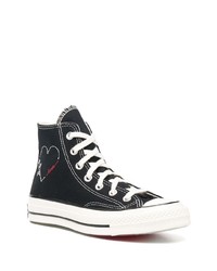 Baskets montantes en toile imprimées noires Converse