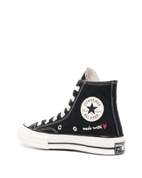 Baskets montantes en toile imprimées noires Converse