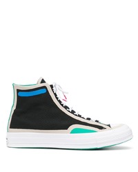 Baskets montantes en toile imprimées noires Converse