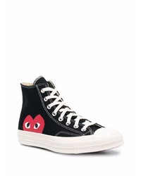 Baskets montantes en toile imprimées noires COMME DES GARÇONS PLAY X CONVERSE