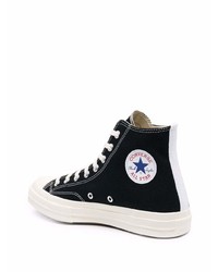 Baskets montantes en toile imprimées noires COMME DES GARÇONS PLAY X CONVERSE