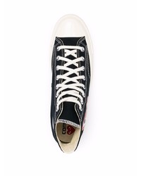 Baskets montantes en toile imprimées noires COMME DES GARÇONS PLAY X CONVERSE