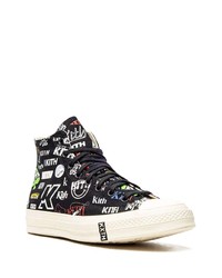 Baskets montantes en toile imprimées noires Converse