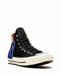 Baskets montantes en toile imprimées noires Converse