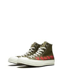 Baskets montantes en toile imprimées olive Converse