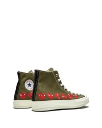 Baskets montantes en toile imprimées olive Converse