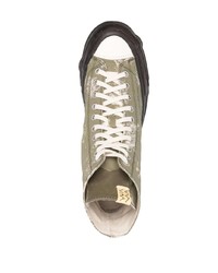 Baskets montantes en toile imprimées olive VISVIM