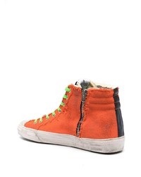 Baskets montantes en toile imprimées orange Golden Goose