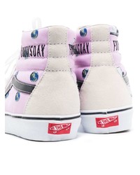 Baskets montantes en toile imprimées roses Vans