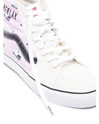 Baskets montantes en toile imprimées roses Vans