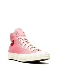 Baskets montantes en toile imprimées roses Converse