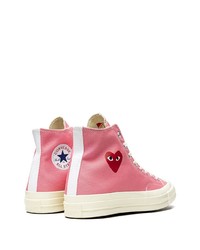 Baskets montantes en toile imprimées roses Converse